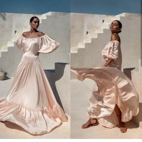 Anthro Erika Peña Bettina Maxi Dress +Rumba Belt Off Shoulder Boho Gown NWT $566 - Picture 1 of 7